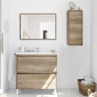 Mueble de baño con espejo y lavamanos cerámico incuidos Zenda 80x80 cm color Nordik