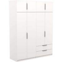 Armario Ghost Grande, Vestidor con Diferentes Compartimentos, 8 Puertas y 2 Cajones, Blanco Mate o Roble Kronberg o en Blanco y Roble 203x158x51 cm