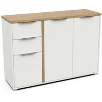 Aparador Salón Acces 3P Roble Hamilton y Blanco Mate 122 cm