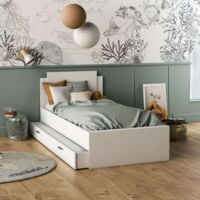 Cama Nido Juvenil Life Cajón Incluido Estilo Contemporáneo Color Blanco Mate 90X190-200 cm