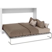 Cama Plegable Dormitorio Juvenil Cama de Invitados Abatible Horizontal Color Blanco Mate 135x190 cm