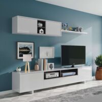 MUEBLE SALÓN VARYS 200X46X41 CM BLANCO BRILLO
