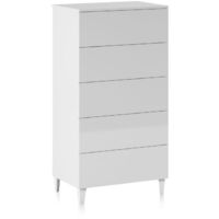Cómoda cajonera 5 cajones color blanco brillo sinfonier dormitorio habitación 117x61x40 cm