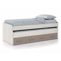 Cama Nido Infantil Juvenil con cajones Basalto y blanco alpes 198x69x96 cm