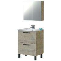 Mueble de baño 1 Armario 2 Puertas y Espejo Aseo Color Roble Alaska Industrial 60x45 cm SIN Lavabo