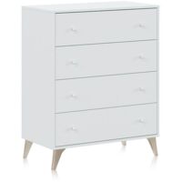 Cómoda 4 cajones Sire habitacion juvenil moderno blanco artik (mate) 95x78x40 cm