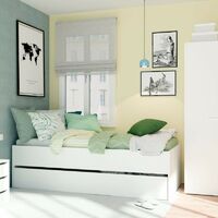 Cama Nido Juvenil habitación Dormitorio Infantil Color Blanco Estilo Moderno 90x190 cm