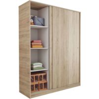 Armario Grande Tibet con 3 Puertas Correderas Roble Cambrian, Blanco Mate o Roble y Blanco 150x200cm