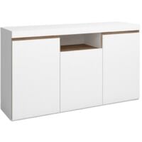 Mueble aparador Elis salón Comedor despacho Color Blanco Mate y Naturale 3 Puertas 1 Hueco 81x140x40 cm