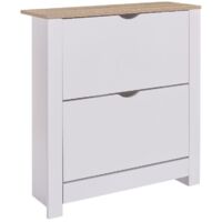 Tivoli Zapatero 2 trampones 1 cajón abatibles melamina blanco y aserrado 81x74x24 cm