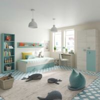 Miroytengo Pack habitacion Juvenil Azul y Blanco Alpes Completo Infantil  (Cama Nido+Estante+Armario+Escritorio) con SOMIERES : : Hogar y  cocina