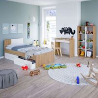 Pack 3 Muebles Juveniles Noa en color Roble Nodi y Blanco Artik