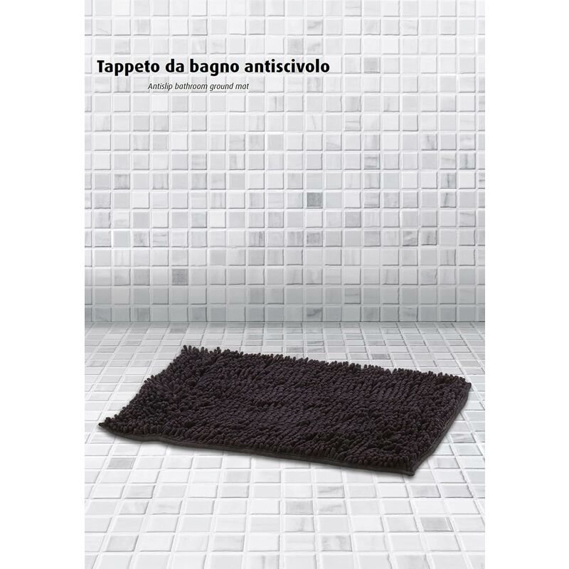 King Home TAPPETO BAGNO ANTISCIVOLO GRIGIO in velluto di corallo 60x40 cm