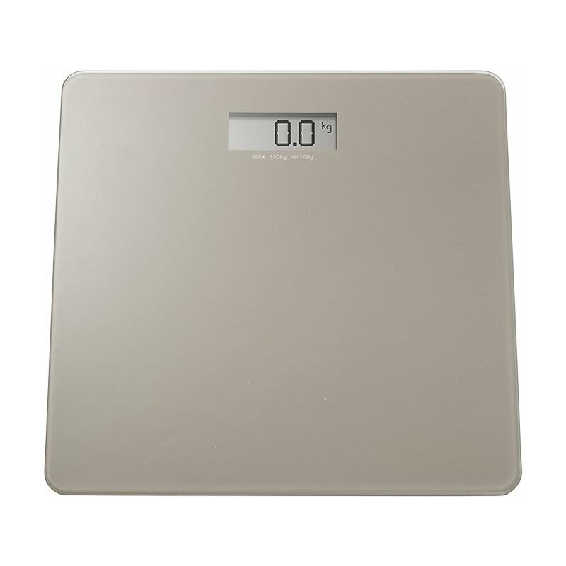 King Home BILANCIA PESAPERSONE con display LCD portata portata max 150KG  base in vetro grigio tortora 30x30x1,7h cm