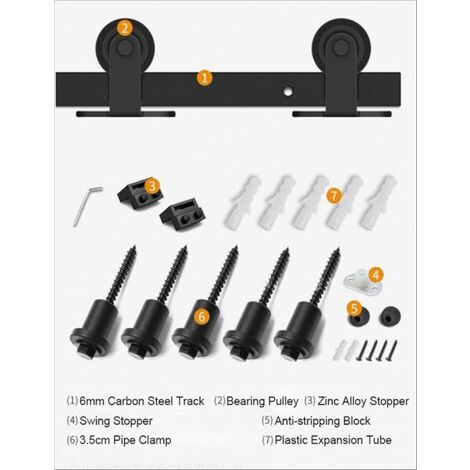 BINARIO IN KIT COLORE NERO PER PORTA 96X220 H cm LUNGHEZZA BINARIO: 200 cm