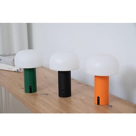 Lampada a Fungo in Legno, Senza Fili con Ricaricabile USB Lampada da Comodino Portatile Dimmerabile LED Mini Lampada da Tavolo Lampada Comodino Camera da Letto,Walnut-A