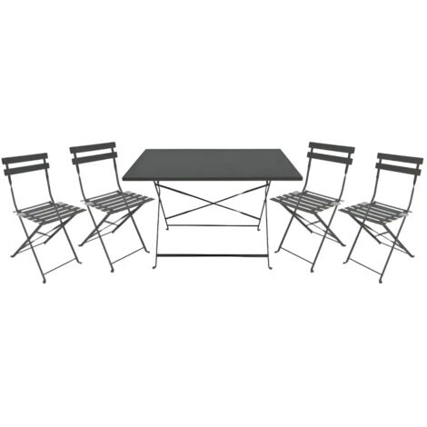 Set Tavolo da Giardino Rettangolare 70x110 cm con 4 Sedie Antracite (1/3)