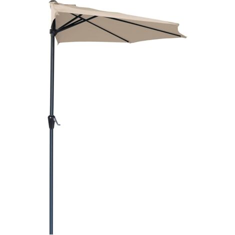 Ombrellone a Mezzaluna 270x133x230H cm Tortora da Parete Acciaio