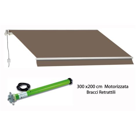Tenda da Sole 300x200 a Bracci Motorizzata Marrone Motore Elettrica da Esterno
