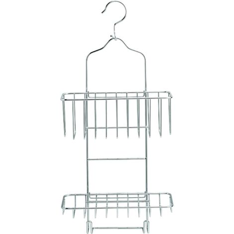 King Home MENSOLA DOCCIA CON GANCIO A DUE RIPIANI cromata con finitura a specchio 10x43x24h cm (1/4)
