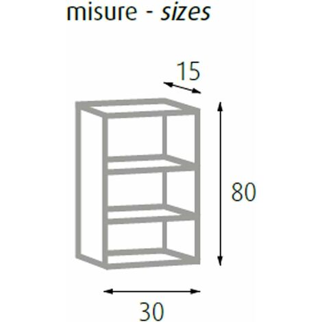 Scaffale Cubo - 3 ripiani MDF - 30 x 15 x 80 cm - wenge - King Collect