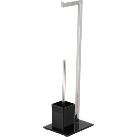 King Home PIANTANA MULTIFUNZIONE in acciaio, base in vetro temperato nera 22x18x70,5h cm (1/4)