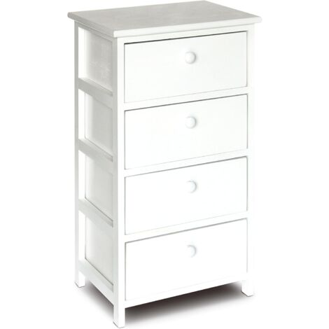 King Home Cassettiera In Legno di Paulownia 40x29x73h cm 4 Cassetti bianca