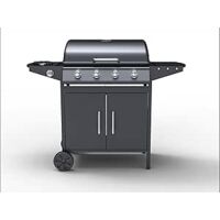 Barbecue a Gas da Esterno 122x53x97H cm 4+1 Fuochi Nero con Termometro