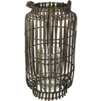 King Home LANTERNA BAMBOO GREY C/BICCHIERE 20x54h cm