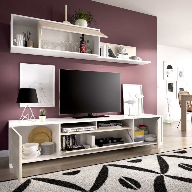 SALONTV CON PUERTAS Y ESTANTE A PARED