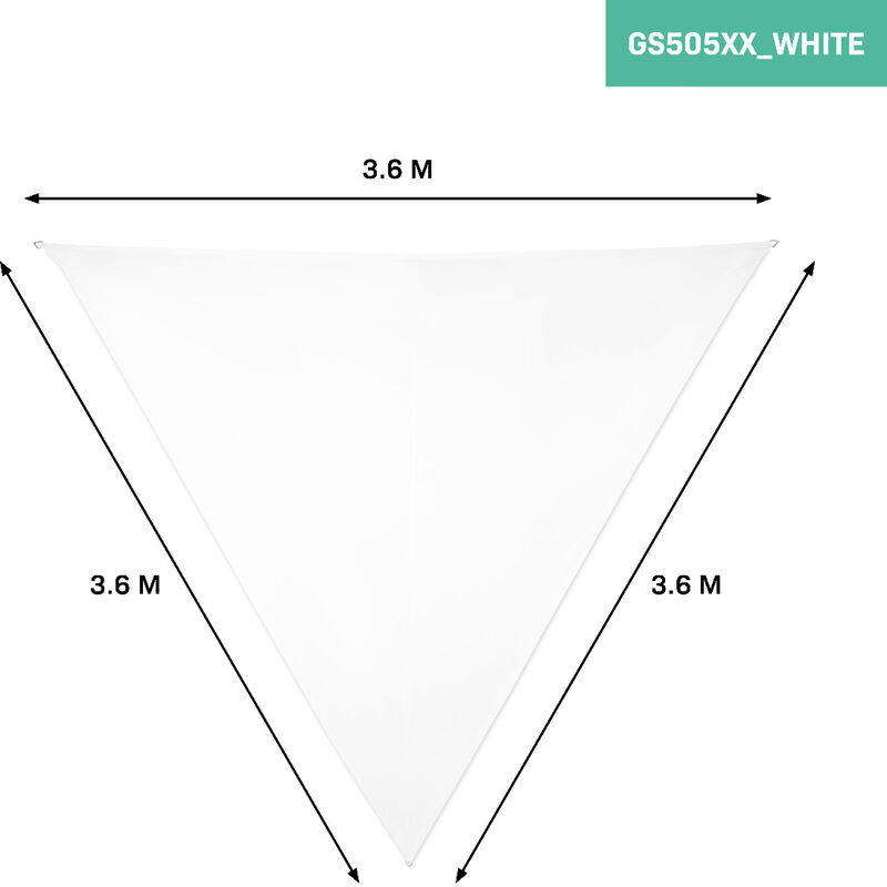 VONROC Premium Sonnensegel – Dreieckig – ∆ 360 cm – Wasserfest – Weiß – Inklusive  Aufbewahrungstasche und Seil