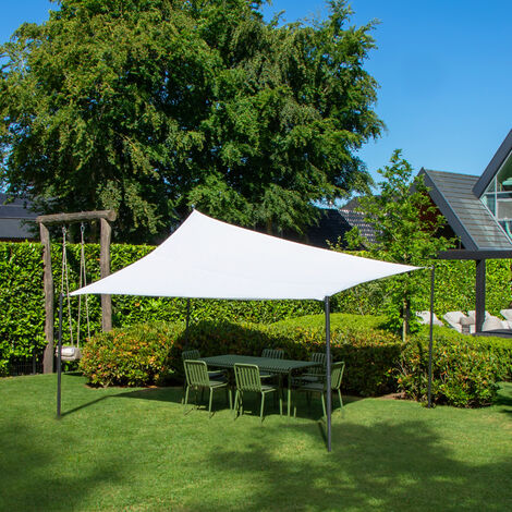 VONROC Premium Sonnensegel – Rechteckig – 400×300 cm– Wasserfest – Weiß –  Inklusive Aufbewahrungstasche und Seil