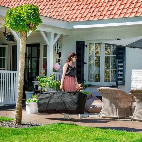 Premium Aufbewahrungstasche für Gartenkissen XL – 200x75x60cm – Für 6 bis 8  Kissen - Inkl. Klettverschluss-Binder