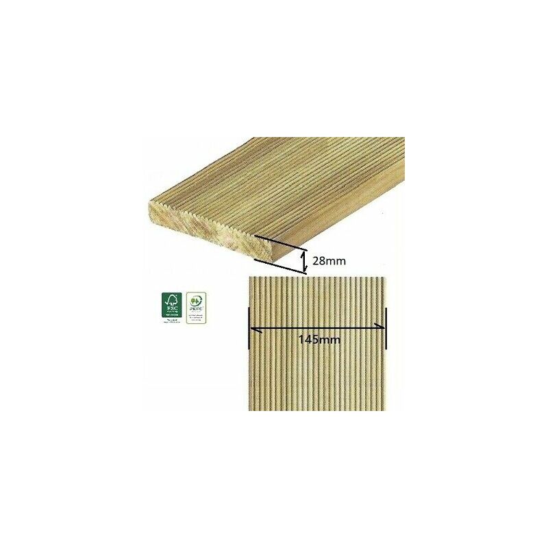 Pavimento decking da esterno legno pino impregnato autoclave mm 28 x 145 x  3000