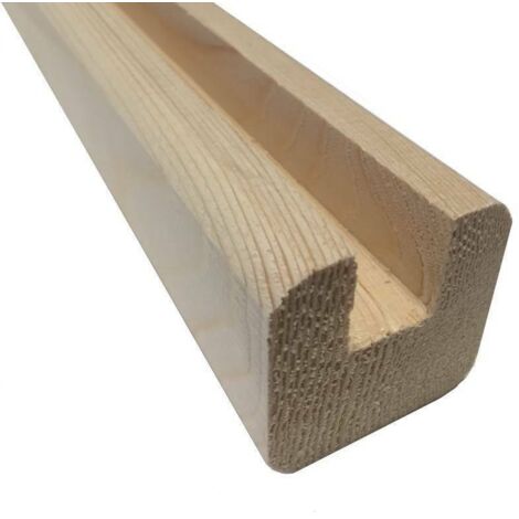 Cornice terminale a u e listelli per grigliato e perline in legno di abete dimensione disponibile: cornice mm 42x42x1200