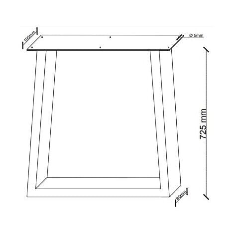 Gamba tavolo in ferro mod manhattan - cm h 72,5 x l 70 grezza o verniciata  finitura