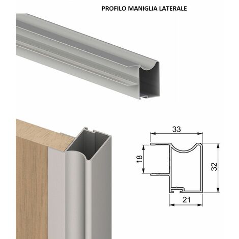 Profilo maniglia per kit armadio ante scorrevoli 18 mm placard emuca dimensione disponibile: barra da cm 290