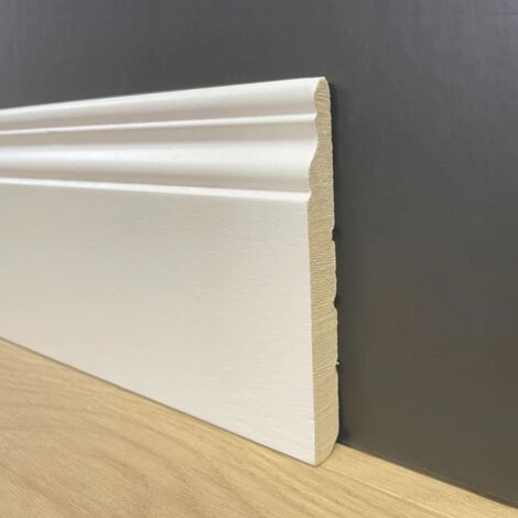 Battiscopa ducale in legno massello ayous laccato bianco al metro varie altezze dimensione disponibile: altezza 140 mm