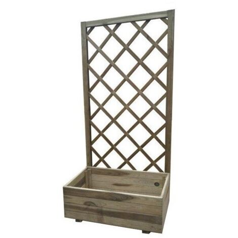 Fioriera con pannello grigliato legno pino impregnato in autoclave cm 70x35x140