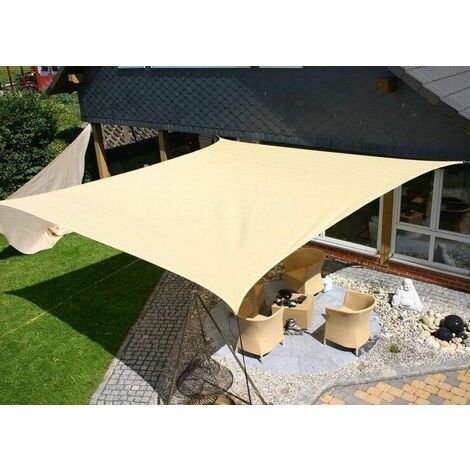 Tenda a vela telo quadrato ombreggiante ecrù per arredo esterno giardino mare dimensione disponibile: 5 x 5 metri