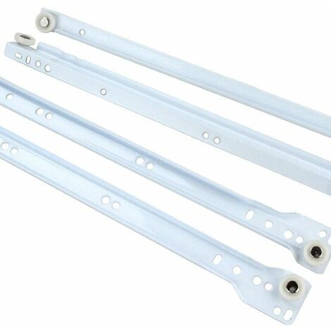 Coppia guide scorrevoli a rullo per cassetti bianche portata 25 kg dimensione disponibile: profondità 350 mm