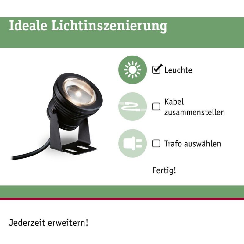 440lm Shine Paulmann Schwarz Teichspot LED IP68 Plug & 5W in