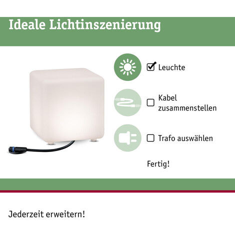 Shine Lichtwürfel in LED & IP67 weiß Plug warmweiß 24V Paulmann 200x200mm