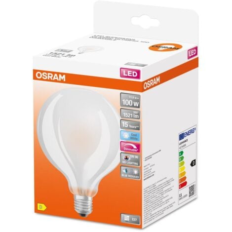 Osram LED Lampe ersetzt 100W E27 Globe G95 in Weiß 11W 1521lm 4000K dimmbar 1er Pack