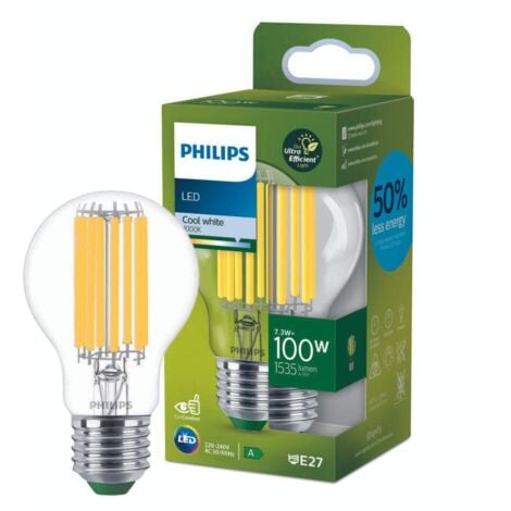 Philips LED Lampe E27 - Birne A60 7,3W 1535lm 4000K ersetzt 100W Einerpack