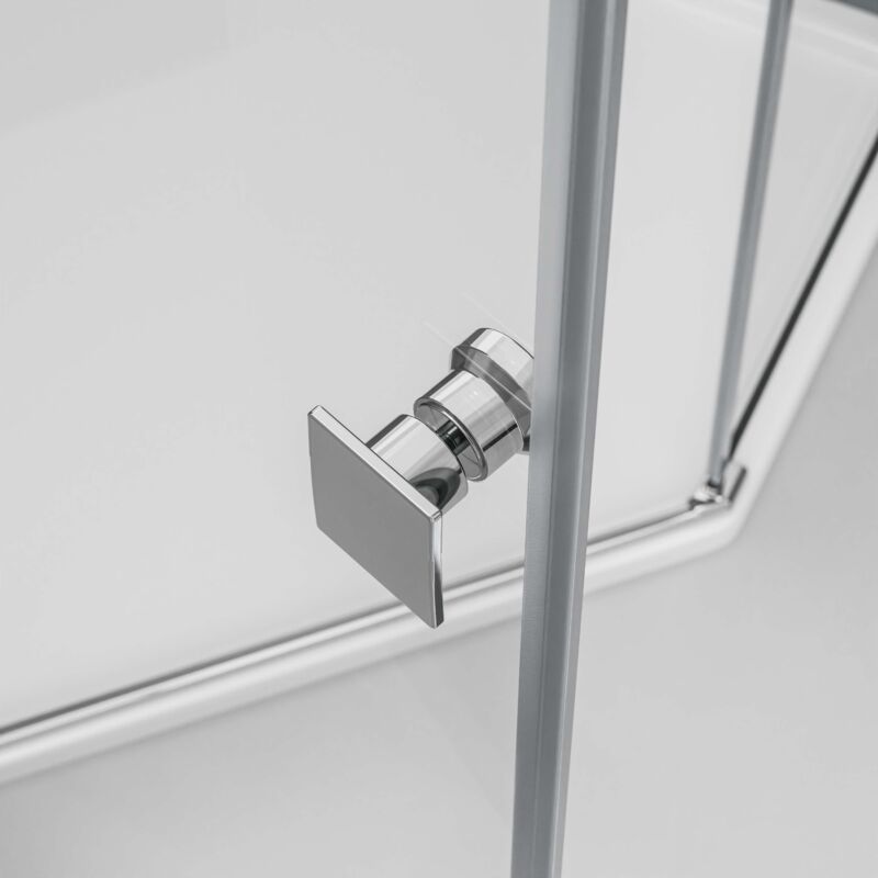 BERNSTEIN - Cabine De Douche D'angle 100x120x195cm 2 Portes Battantes Sur Panneaux Fixes Verre Trempé ESG 8mm Anticalcaire, Profilés Chrome - NT407