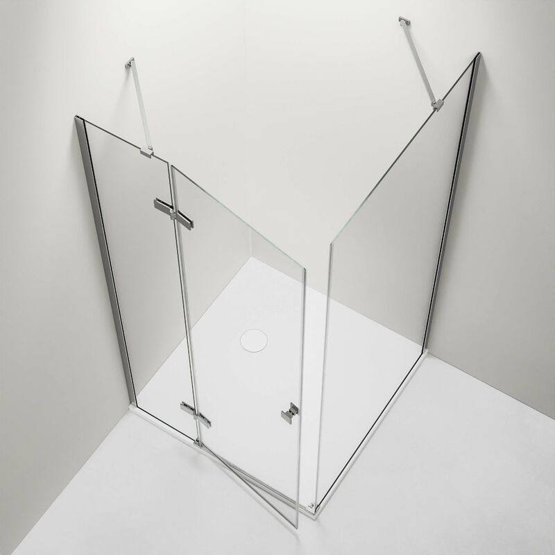 BERNSTEIN - Cabine de douche d'angle en verre trempé 8mm, Paroi de