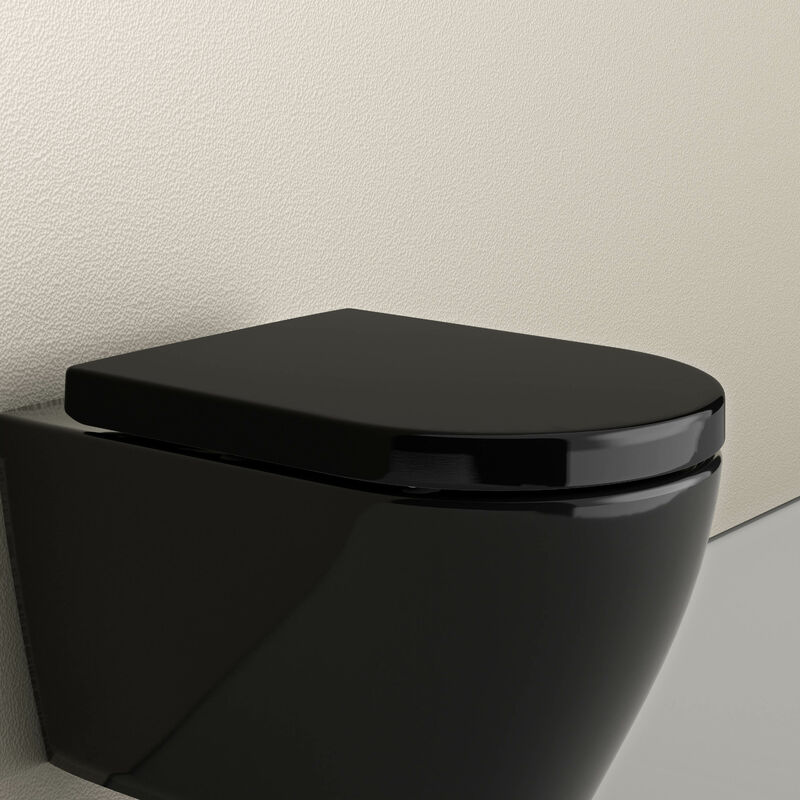 Abattant WC Ultra-Fin Soft 45cm Noir pas cher 
