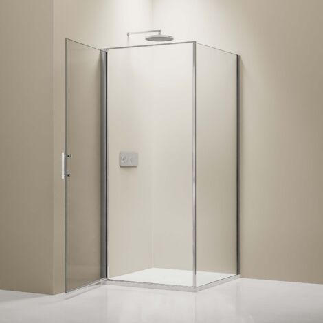 Porte de douche 36 x 36, en coin carré, mur à gauche, en noir mat