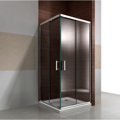 Paroi de douche d´angle,porte coulissante, en verre véritable NANO EX506 - 100 x 100 x 195 cm - sans receveur de douche